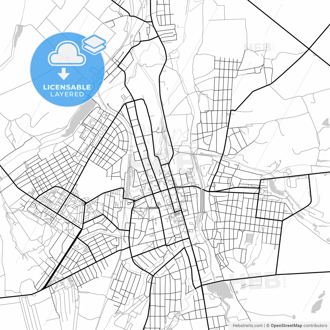 Layered PDF map of Bakhmut, Donetsk Oblast, Ukraine