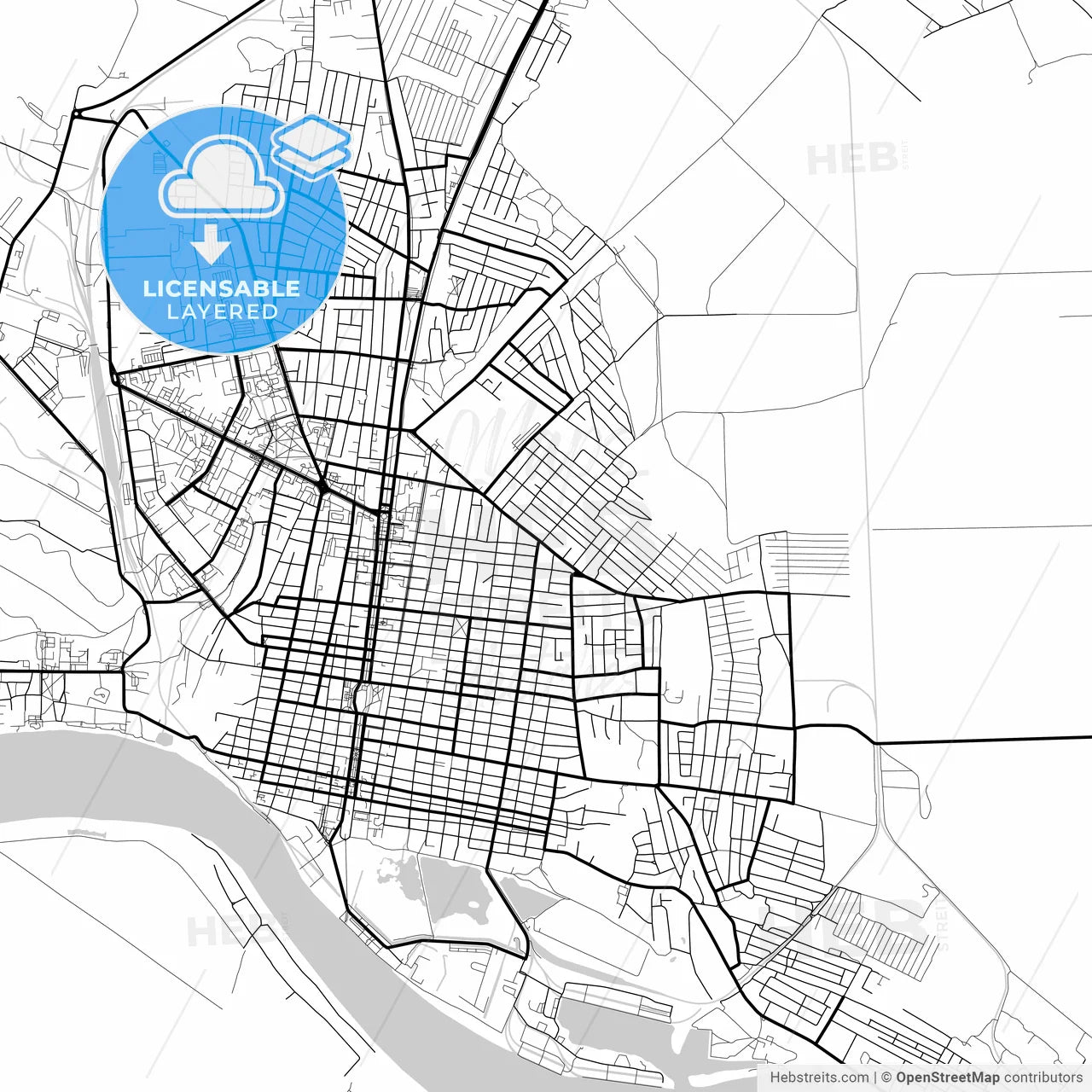 Layered PDF map of Izmail, Odessa Oblast, Ukraine