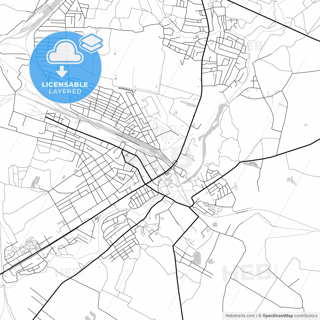 Layered PDF map of Korosten, Zhytomyr Oblast, Ukraine