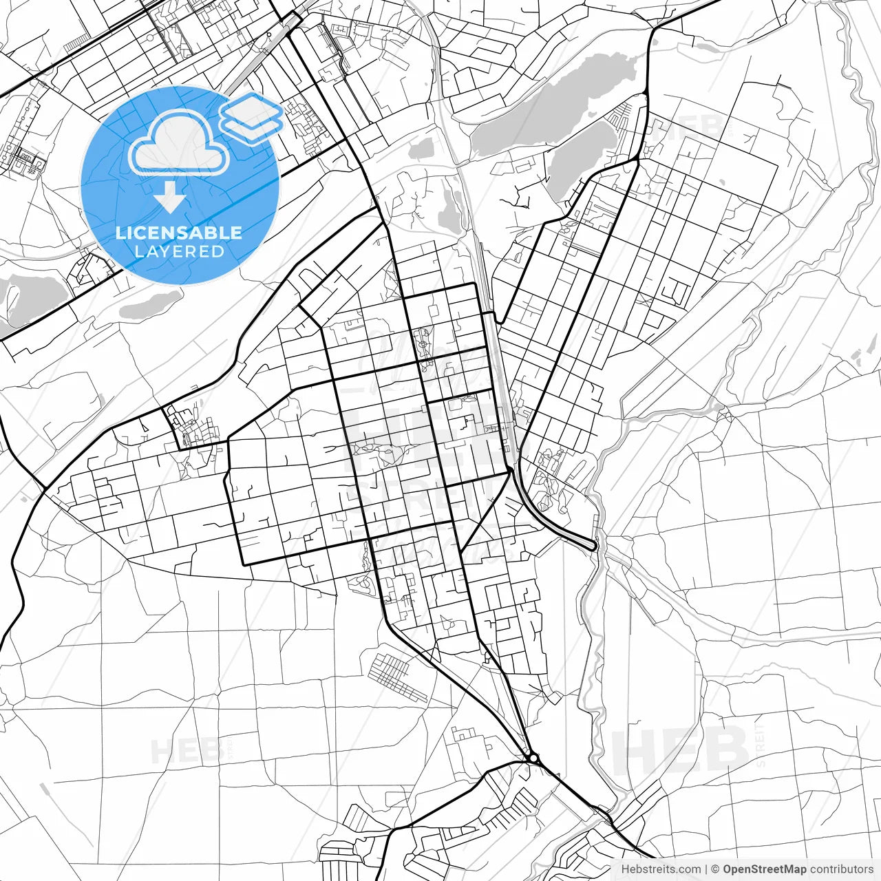 Layered PDF map of Irpin, Kyiv Oblast, Ukraine