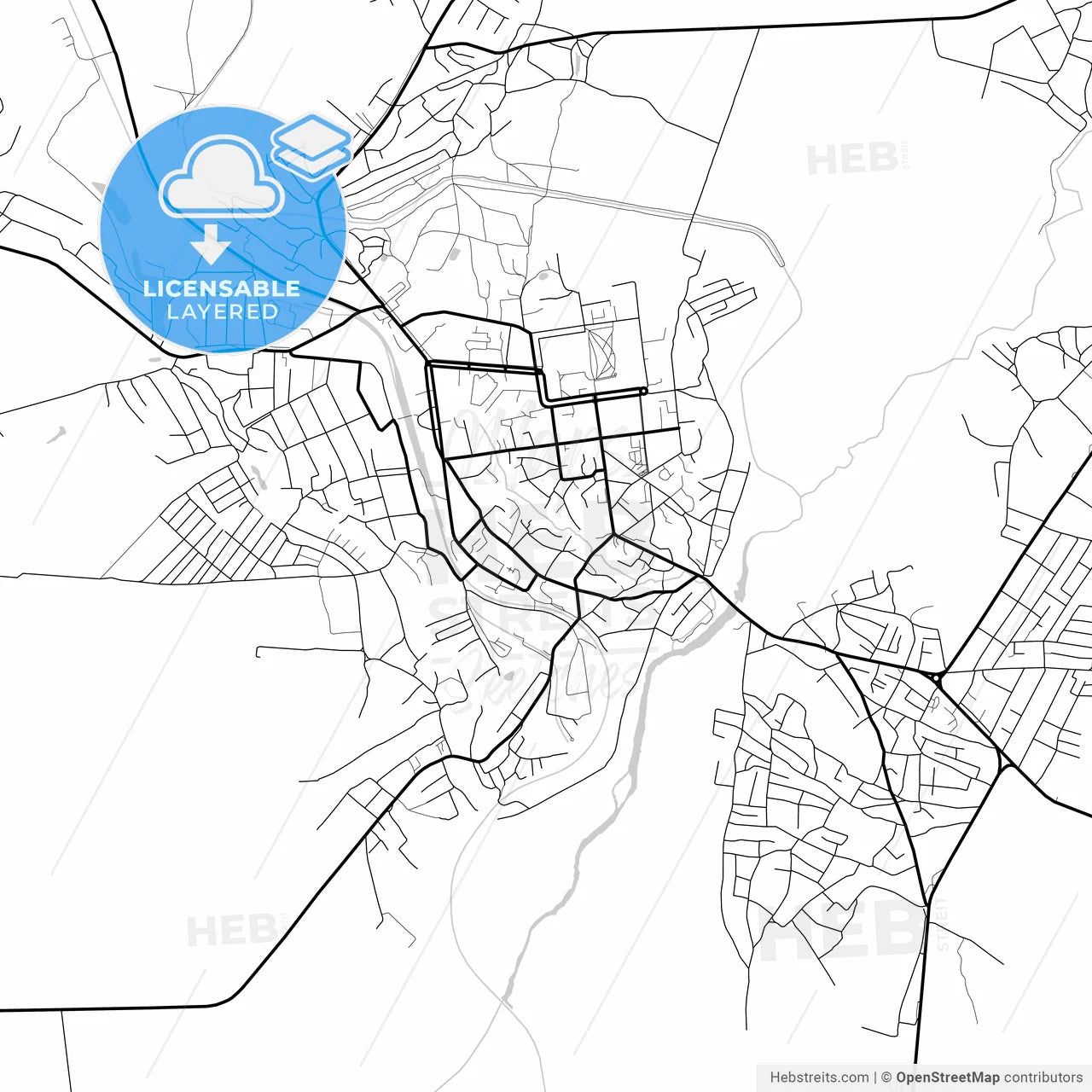 Layered PDF map of Romny, Sumy Oblast, Ukraine