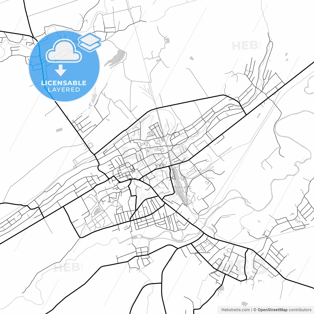 Layered PDF map of Sambir, Lviv Oblast, Ukraine