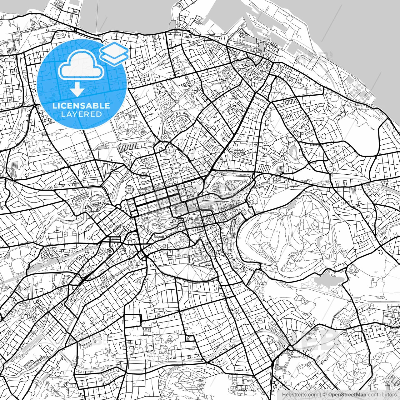 Layered PDF map of Edinburgh, Edinburgh, Scotland
