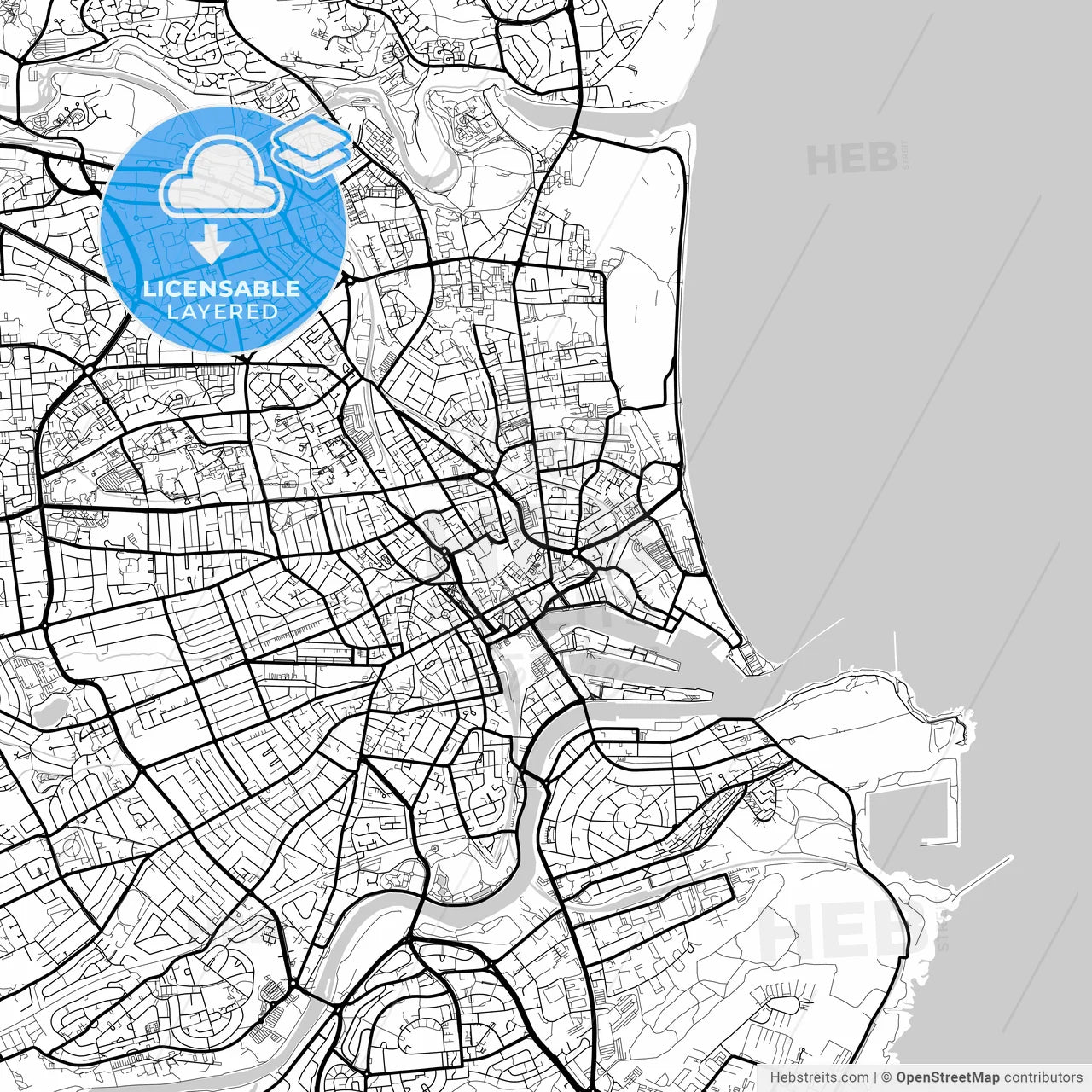 Layered PDF map of Aberdeen, Aberdeen, Scotland