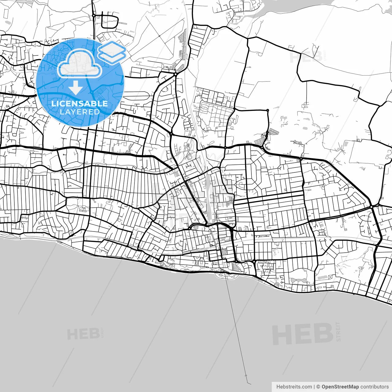Layered PDF map of Southend-on-Sea, East of England, England
