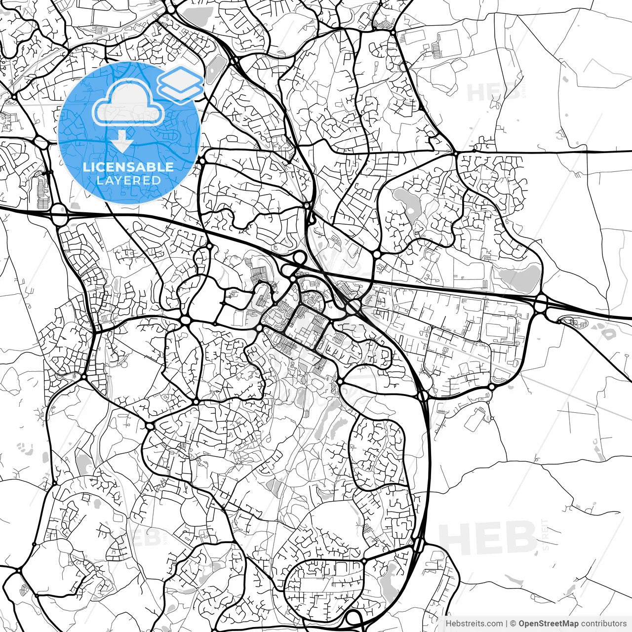 Layered PDF map of Telford, West Midlands, England