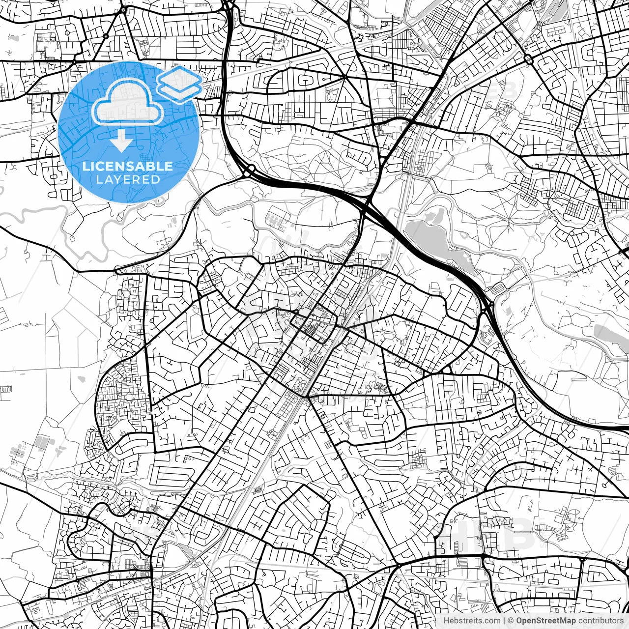 Layered PDF map of Sale, North West England, England
