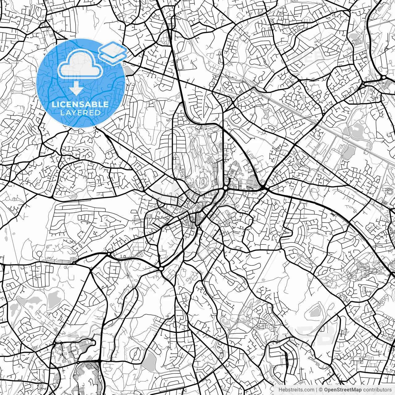 Layered PDF map of Dudley, West Midlands, England