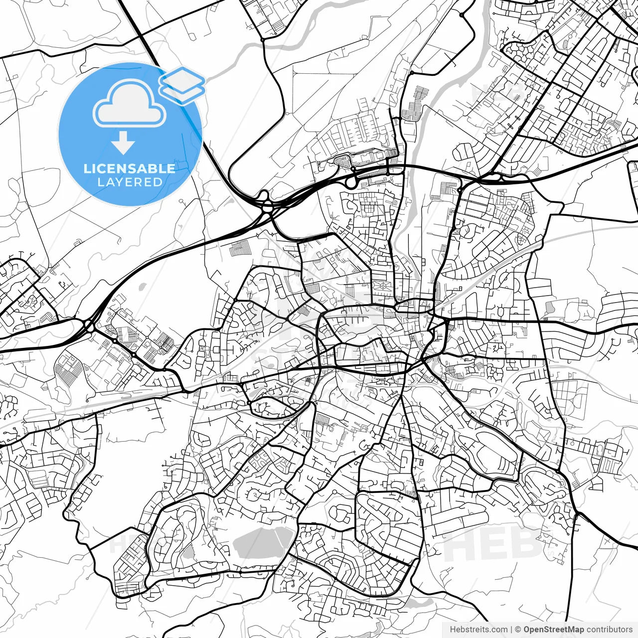 Layered PDF map of Paisley, Renfrewshire, Scotland