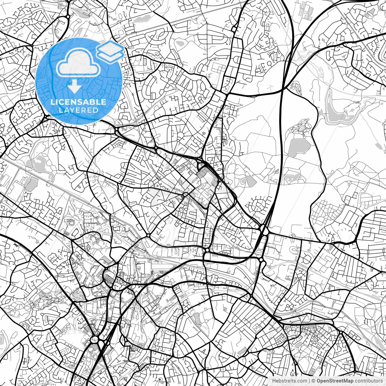 Layered PDF map of West Bromwich, West Midlands, England