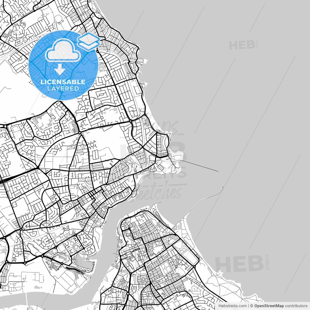 Layered PDF map of Tynemouth, North East England, England
