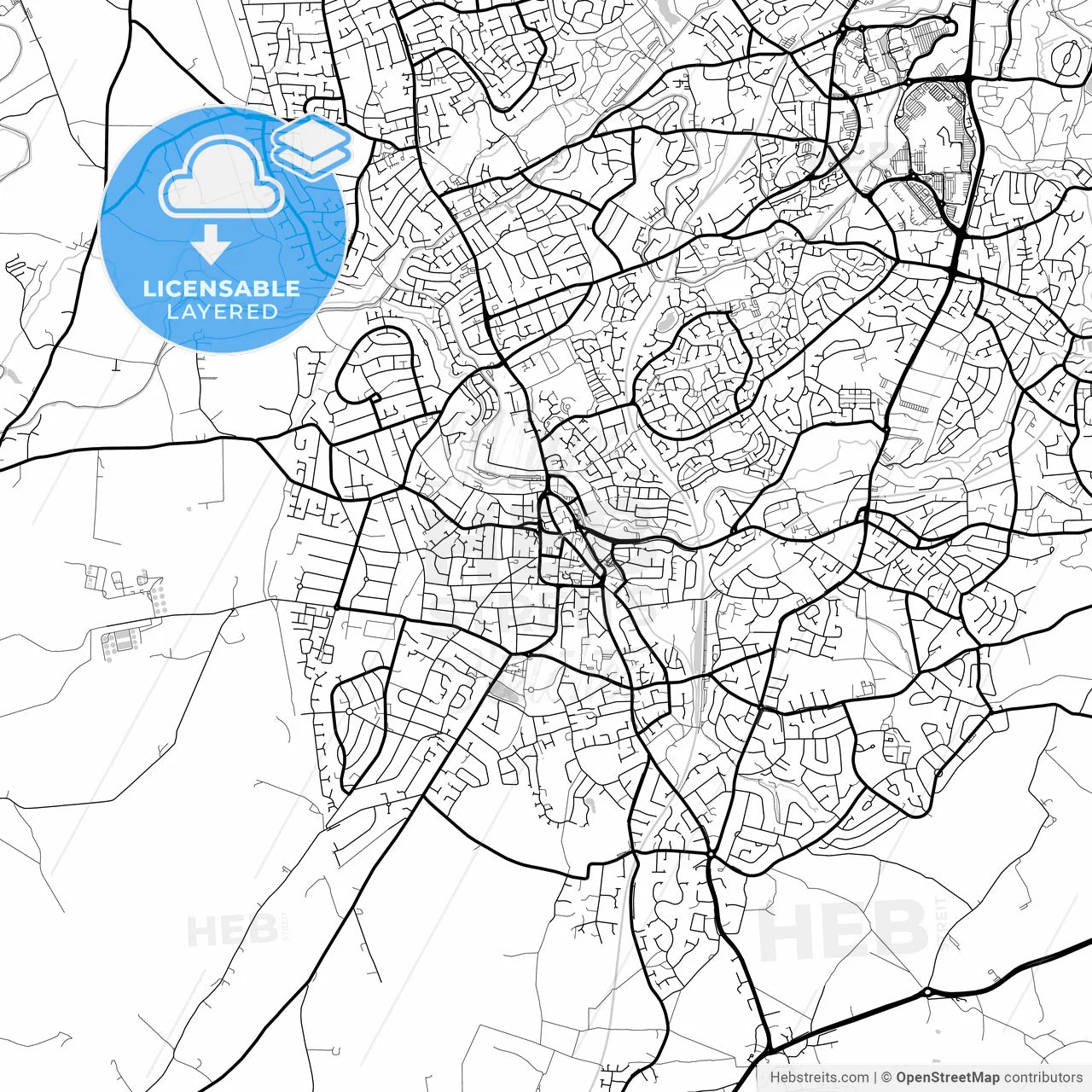 Layered PDF map of Stourbridge, West Midlands, England