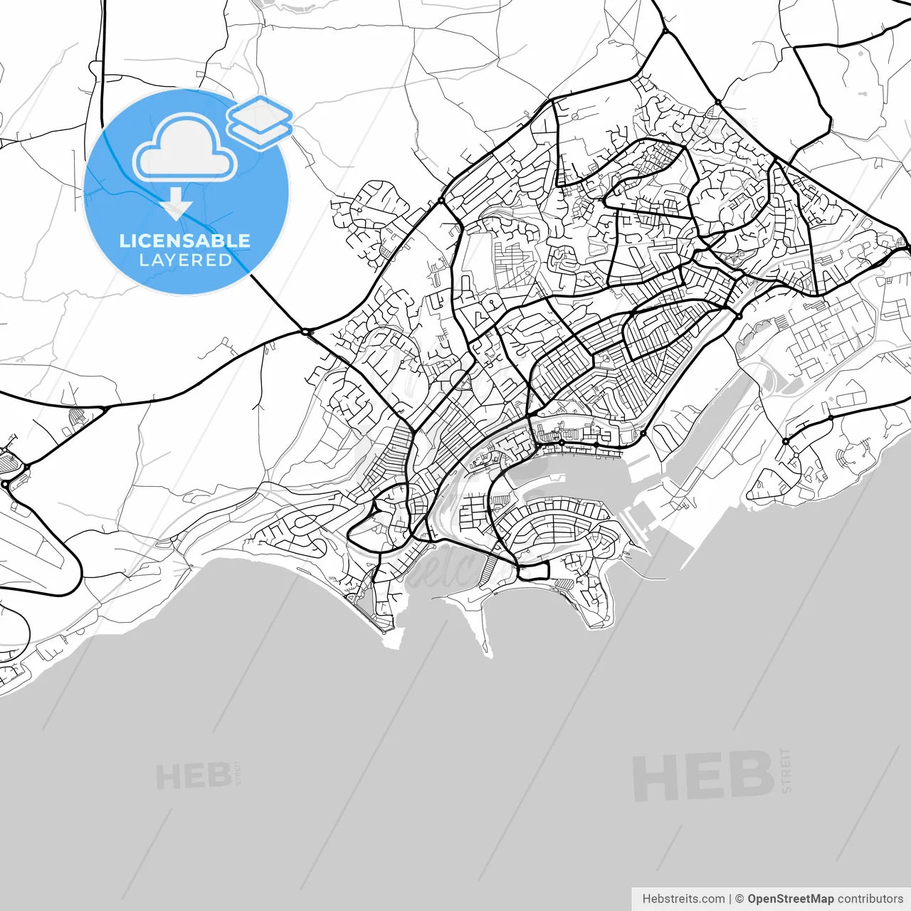Layered PDF map of Barry, Vale of Glamorgan, Wales