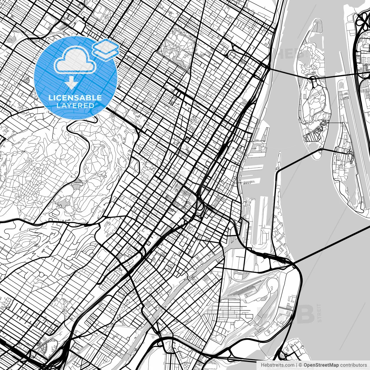 Layered PDF map of Montreal, Quebec, Canada