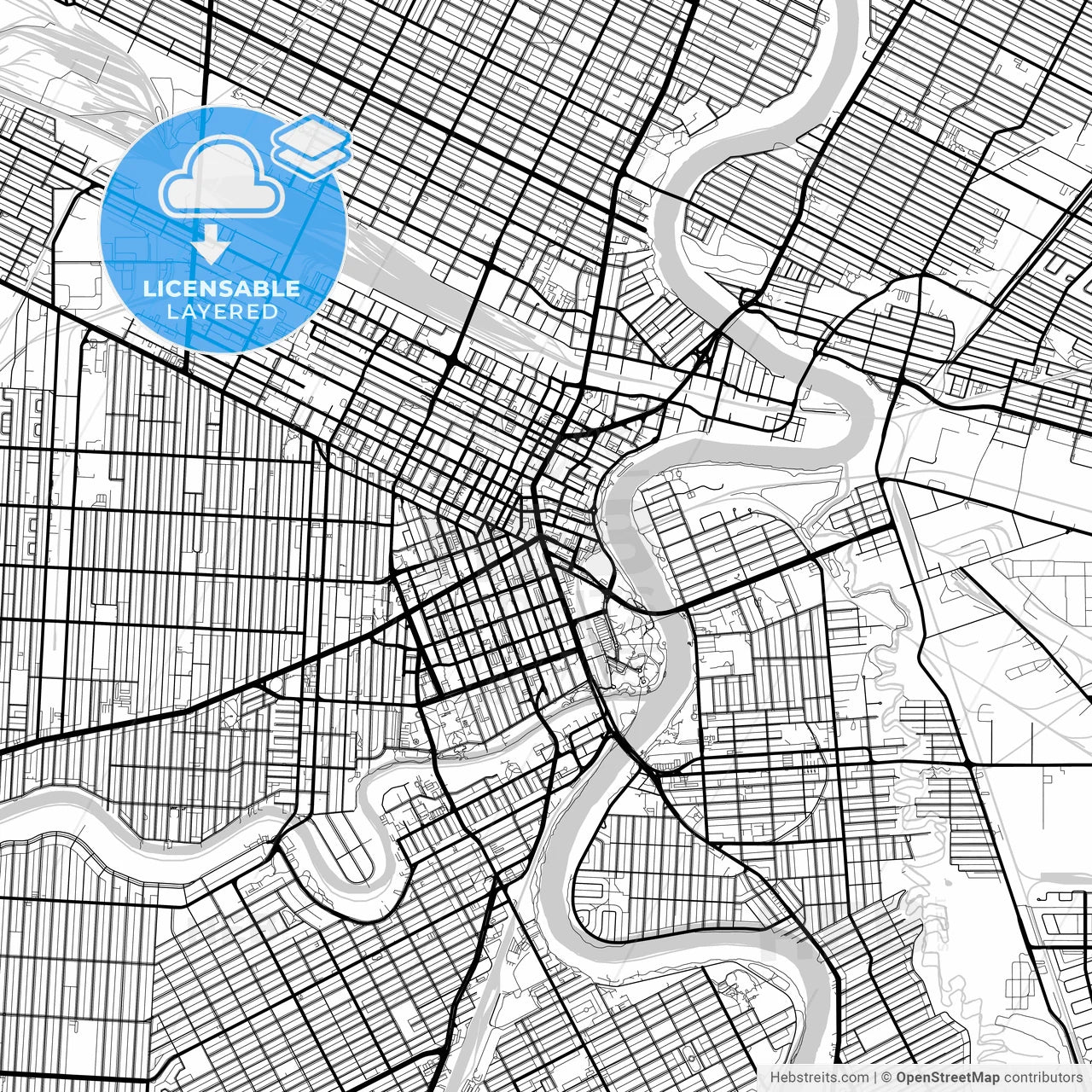 Layered PDF map of Winnipeg, Manitoba, Canada