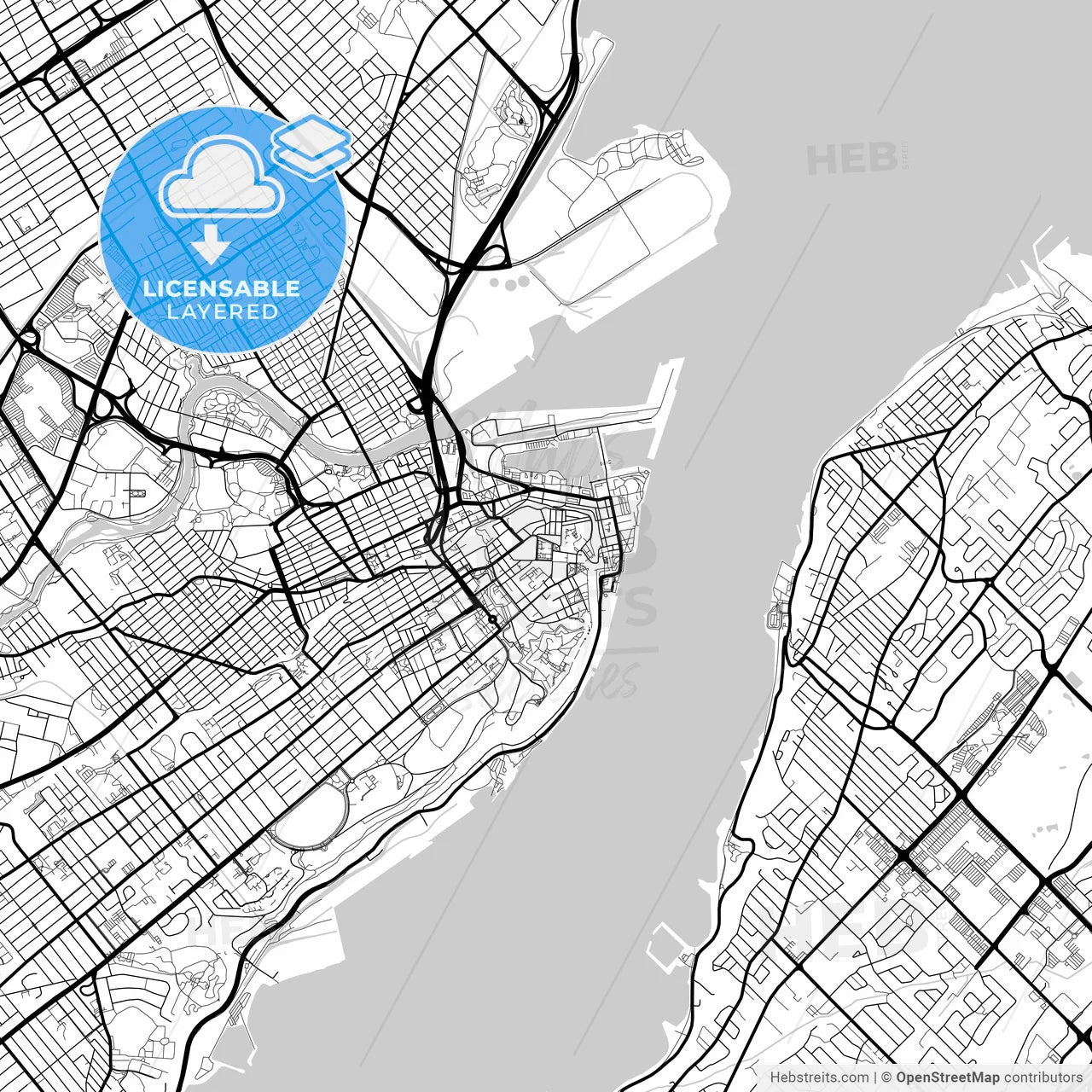 Layered PDF map of Quebec City, Quebec, Canada