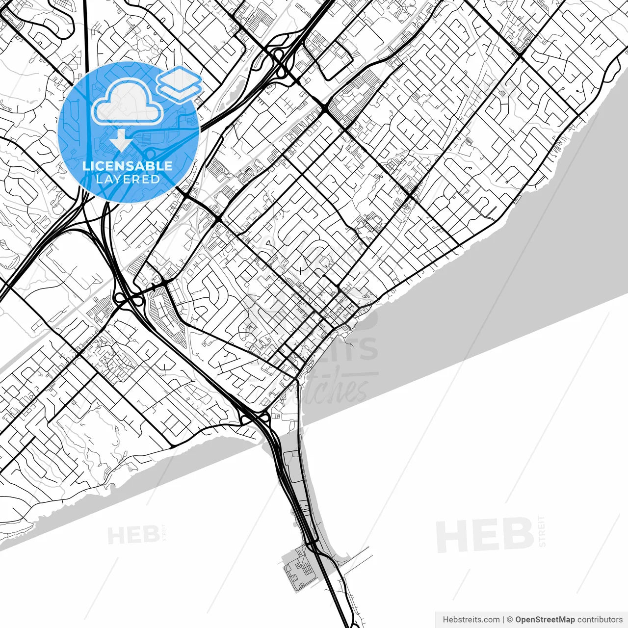 Layered PDF map of Burlington, Ontario, Canada