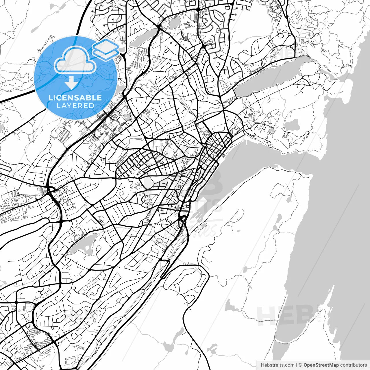 Layered PDF map of St Johns, Newfoundland and Labrador, Canada