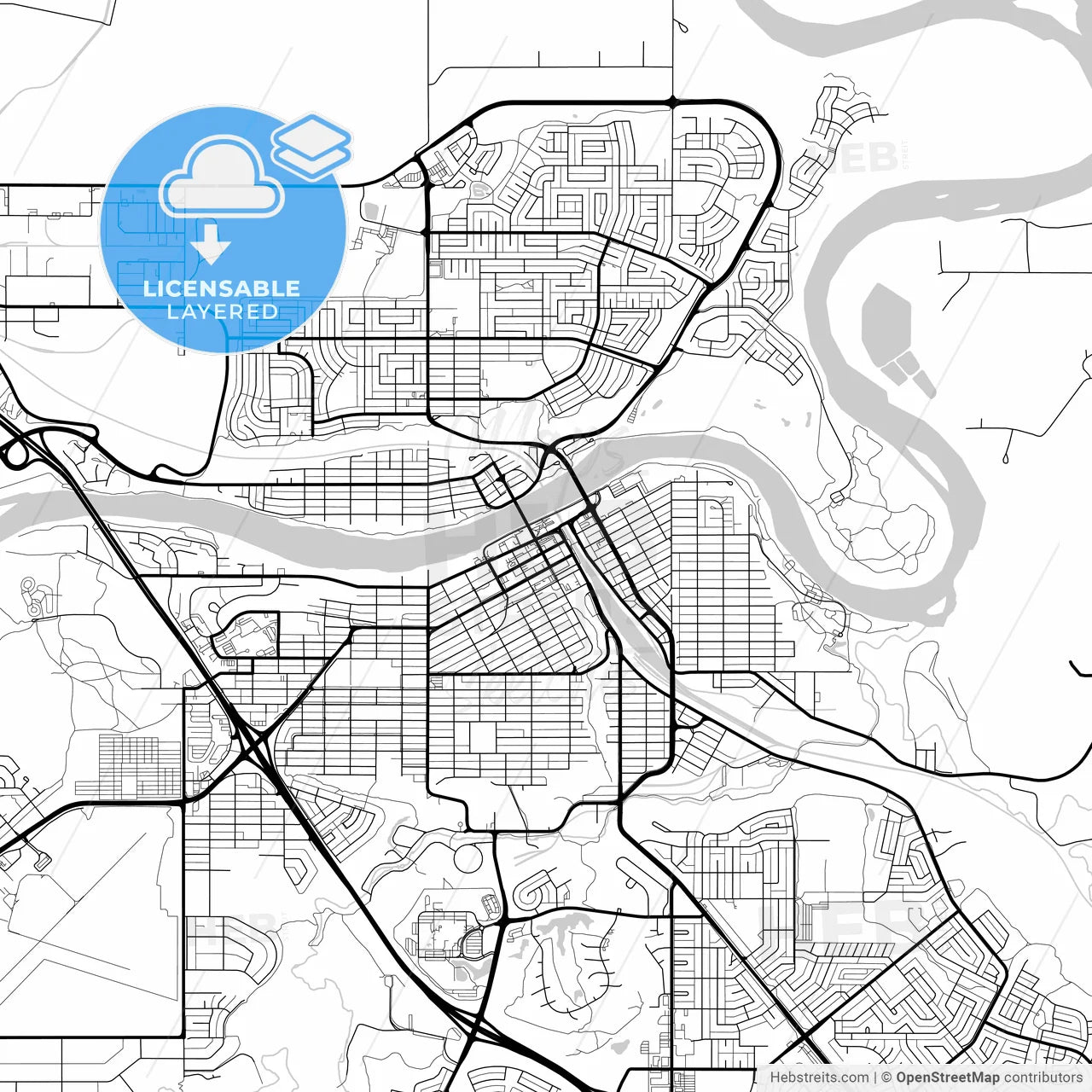Layered PDF map of Medicine Hat, Alberta, Canada