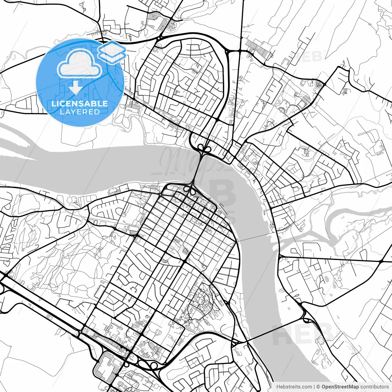 Layered PDF map of Fredericton, New Brunswick, Canada