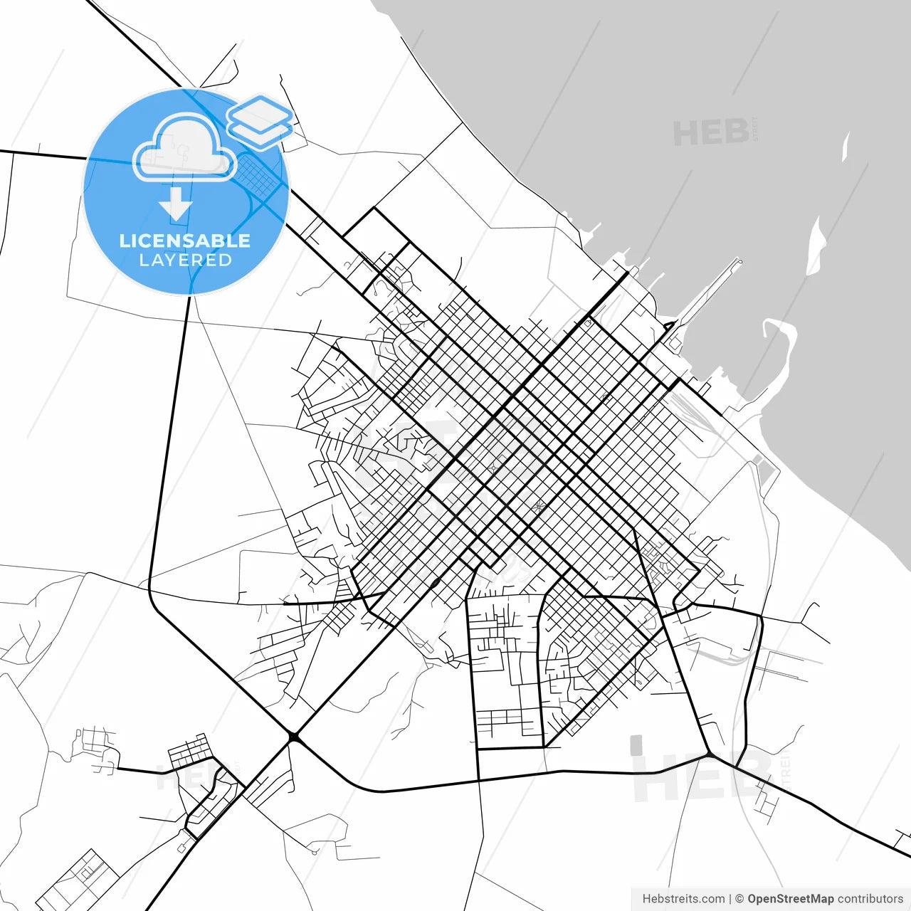 Layered PDF map of Cárdenas, Matanzas, Cuba