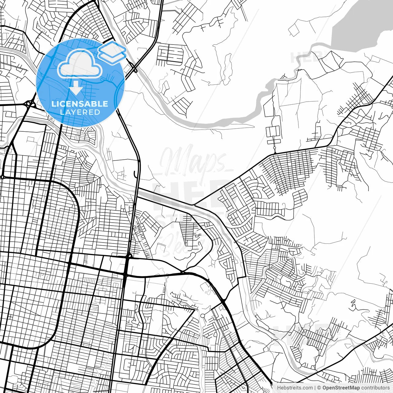 Layered PDF map of San Pedro Sula, Cortés, Honduras