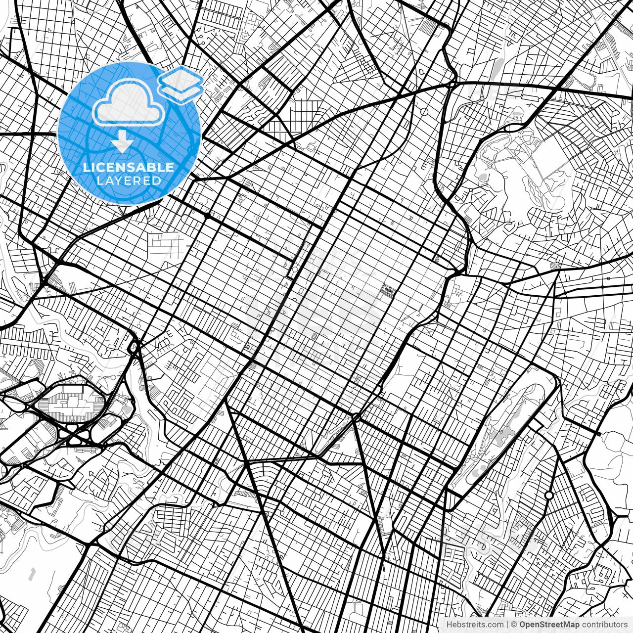 Layered PDF map of Puebla, Puebla, Mexico