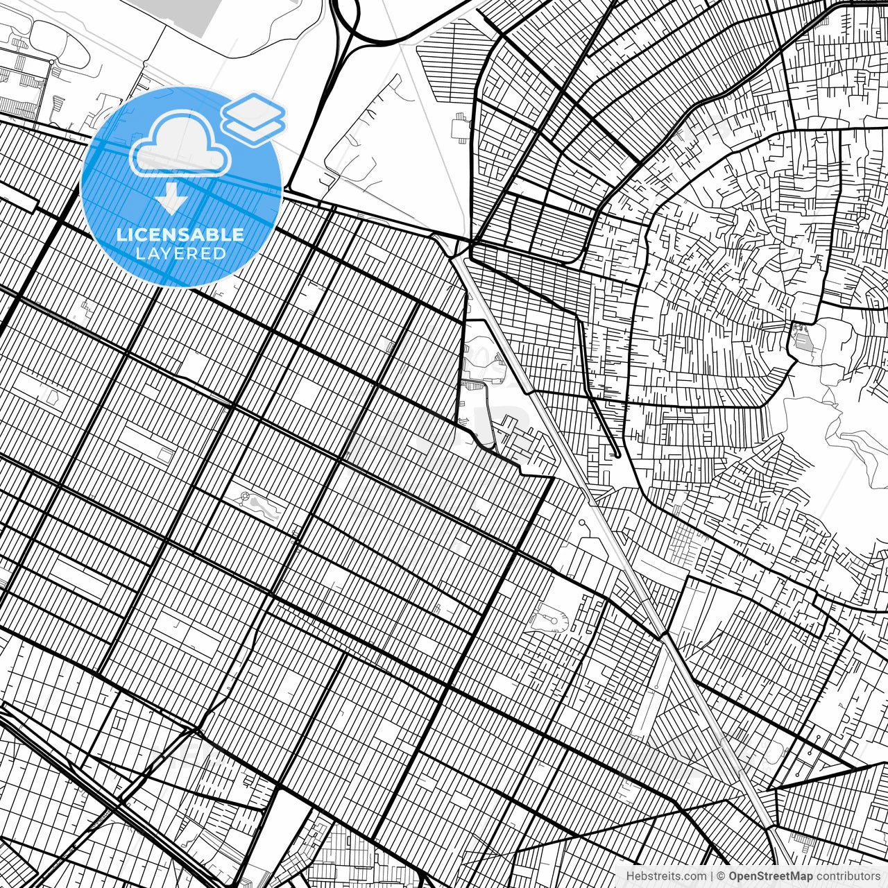 Layered PDF map of Nezahualcóyotl, México, Mexico