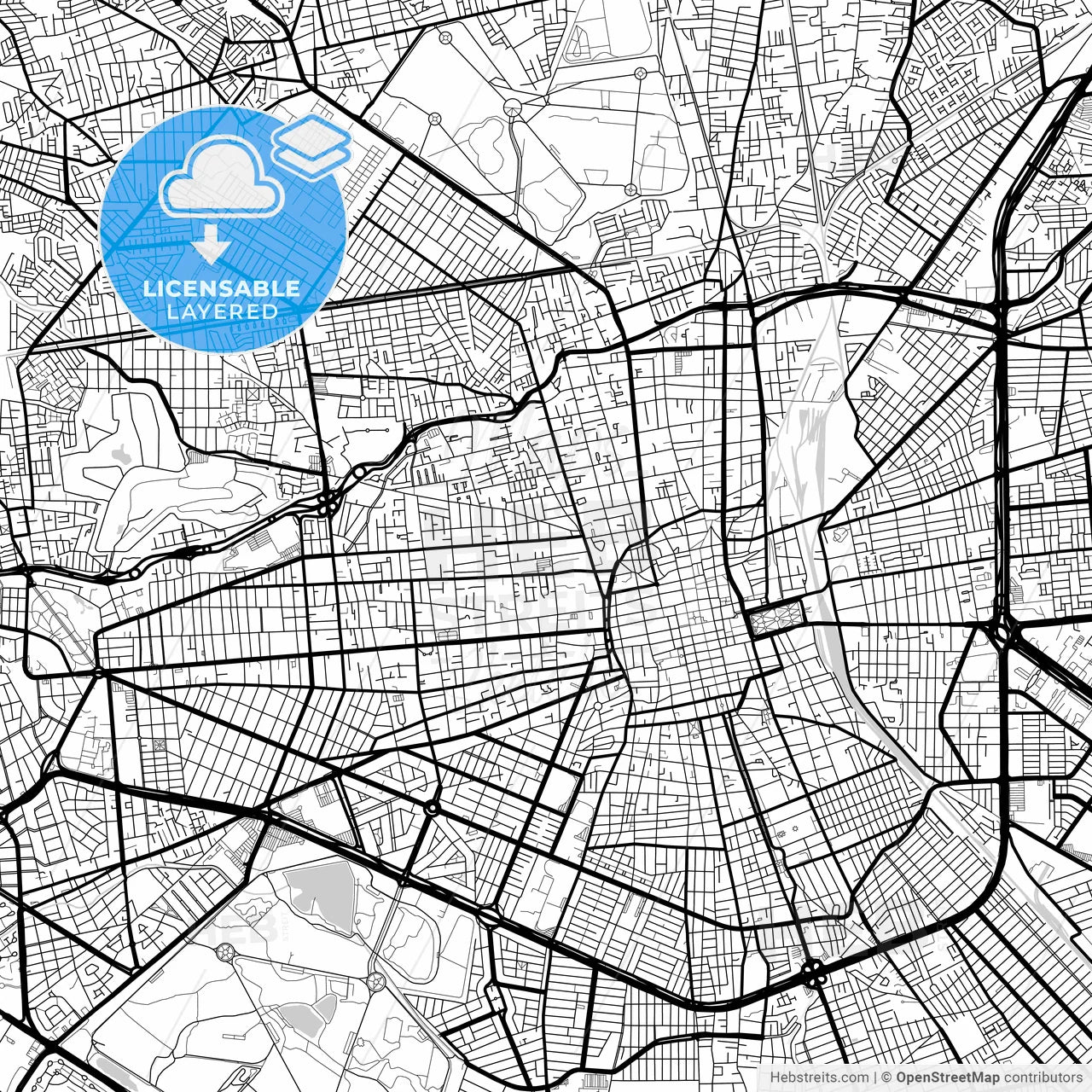 Layered PDF map of San Luis Potosí, San Luis Potosí, Mexico
