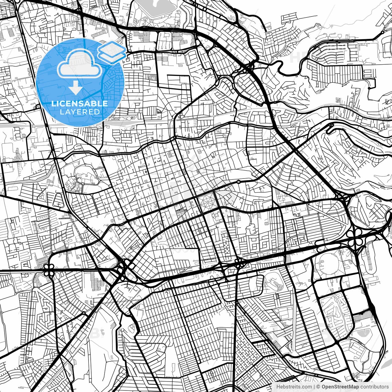 Layered PDF map of Querétaro, Querétaro, Mexico