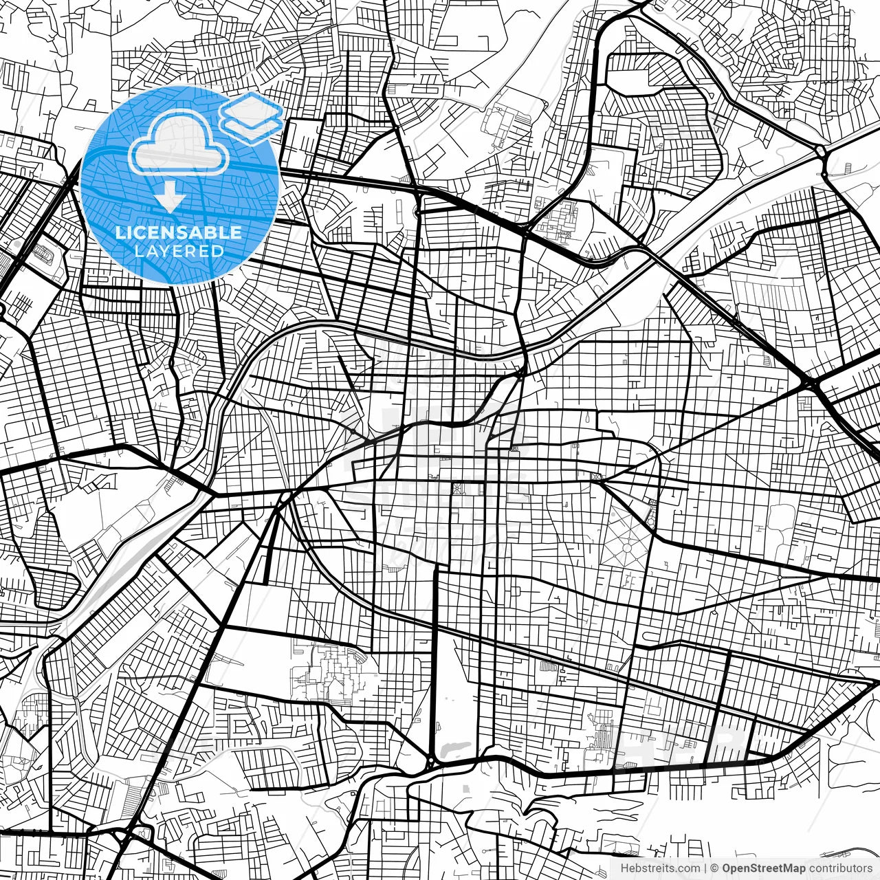 Layered PDF map of Morelia, Michoacán, Mexico
