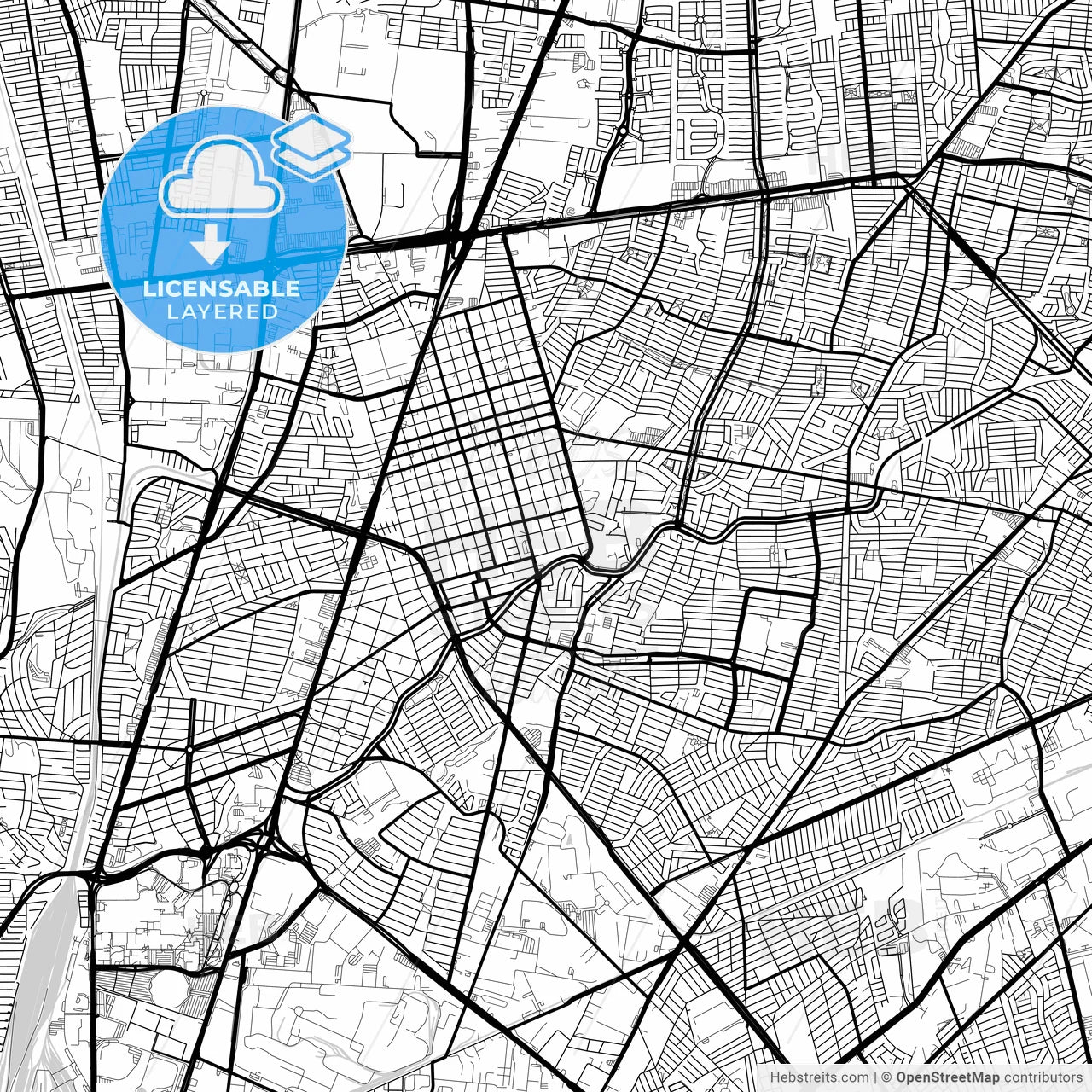Layered PDF map of San Nicolás de los Garza, Nuevo León, Mexico