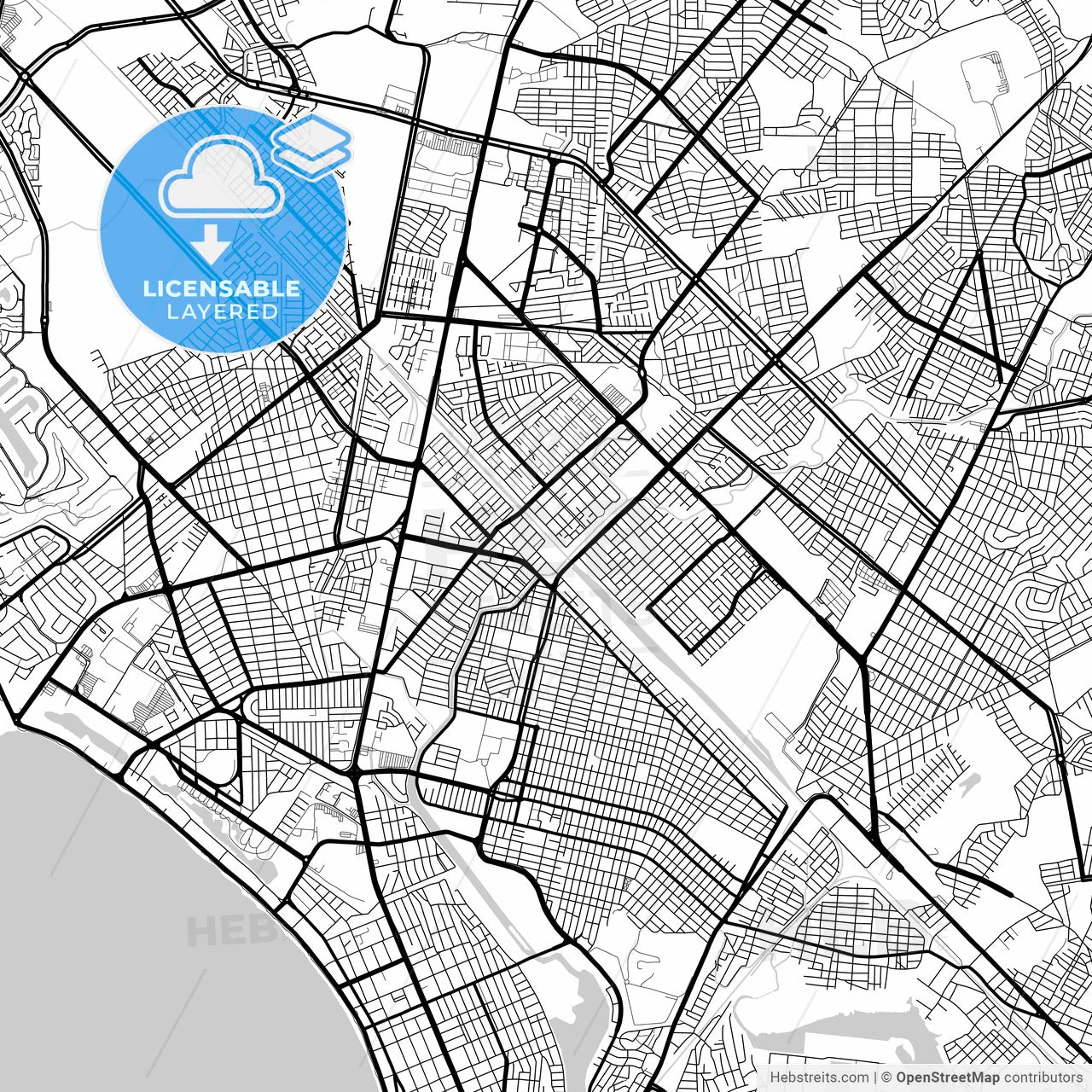 Layered PDF map of Mazatlán, Sinaloa, Mexico