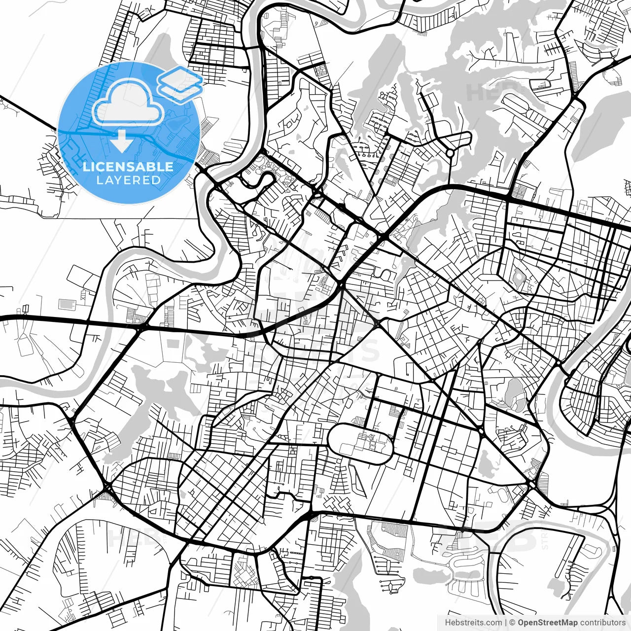 Layered PDF map of Villahermosa, Tabasco, Mexico