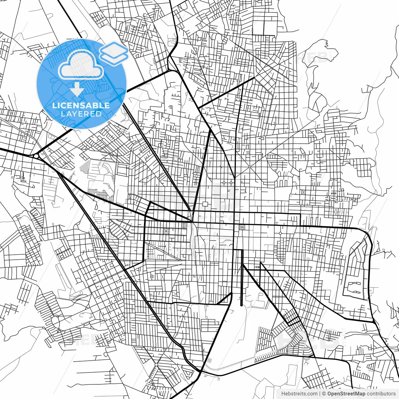 Layered PDF map of Tehuacán, Puebla, Mexico