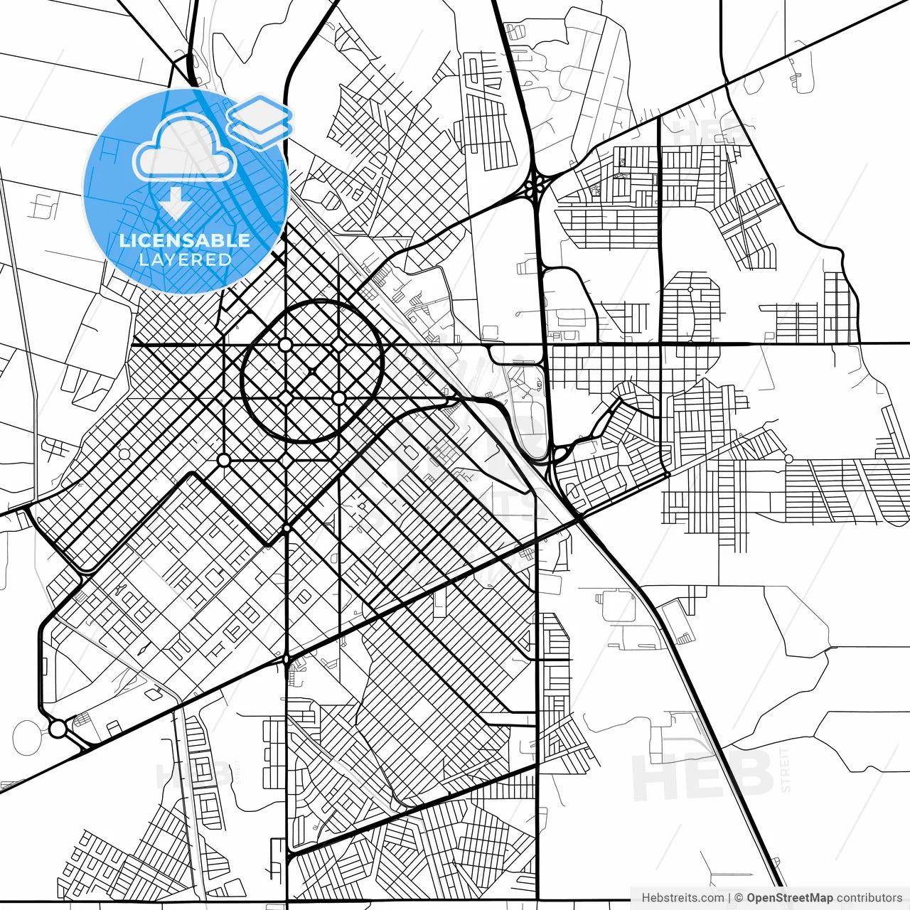 Layered PDF map of Delicias, Chihuahua, Mexico