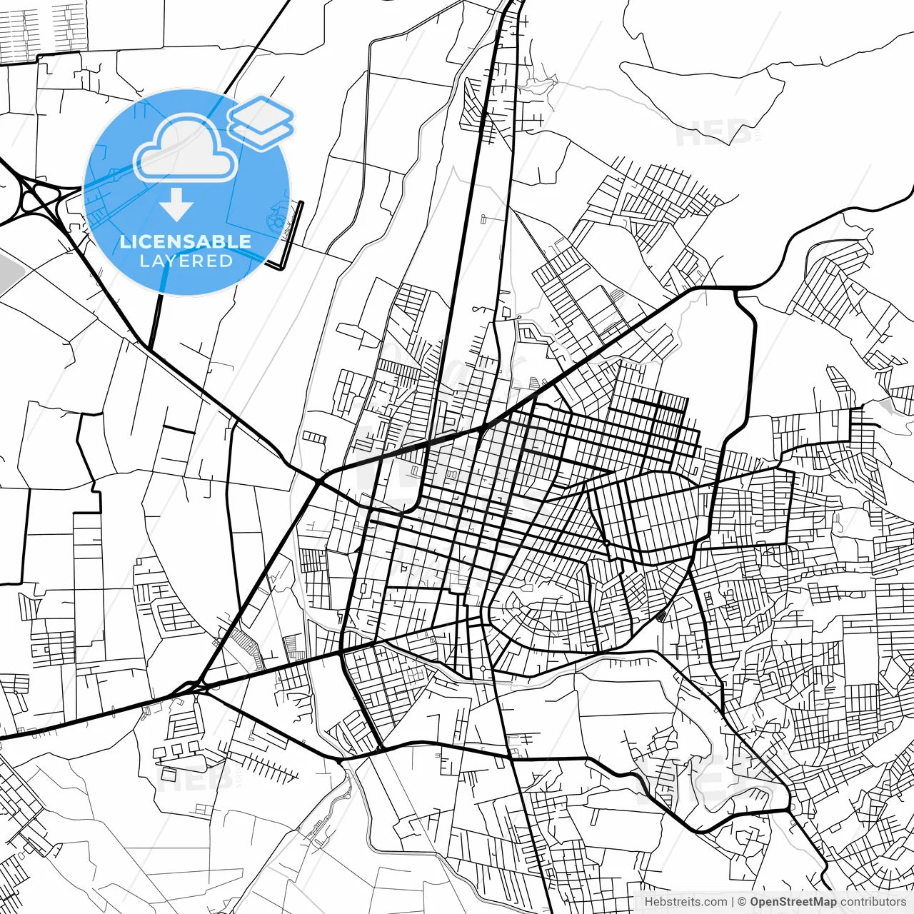 Layered PDF map of Tulancingo, Hidalgo, Mexico
