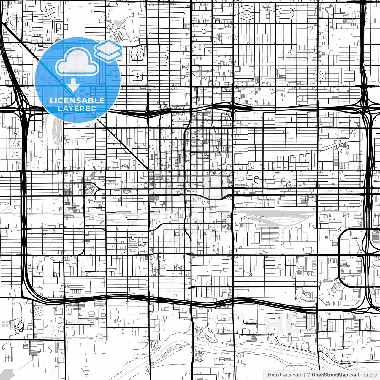 Layered PDF map of Phoenix, Arizona, United States