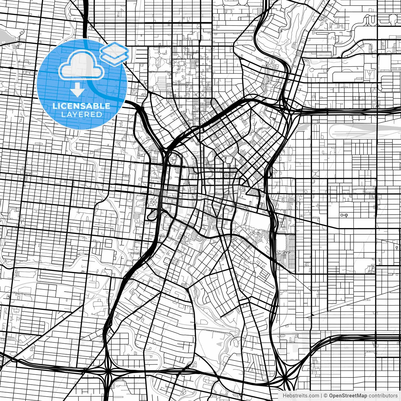 Layered PDF map of San Antonio, Texas, United States