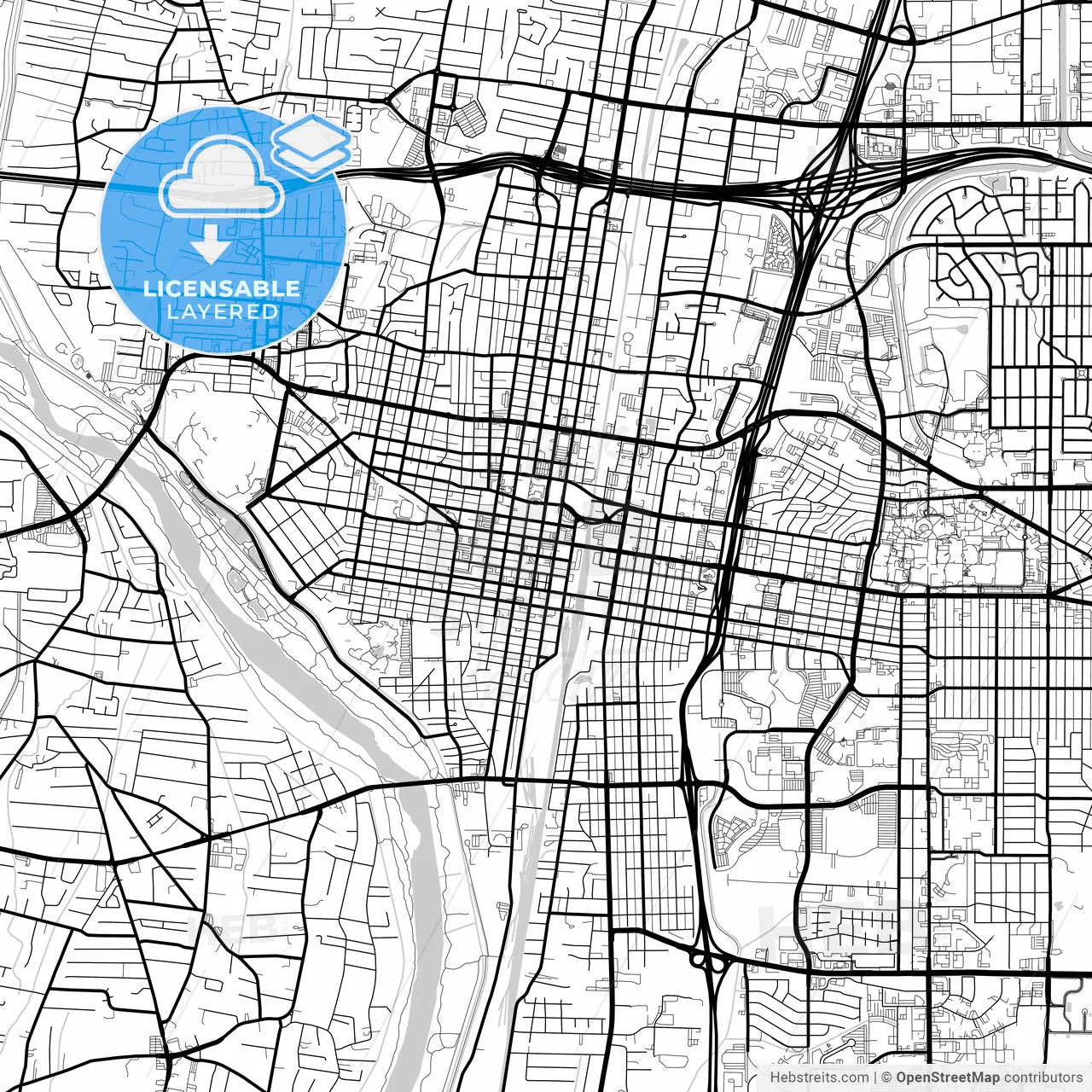 Layered PDF map of Albuquerque, New Mexico, United States