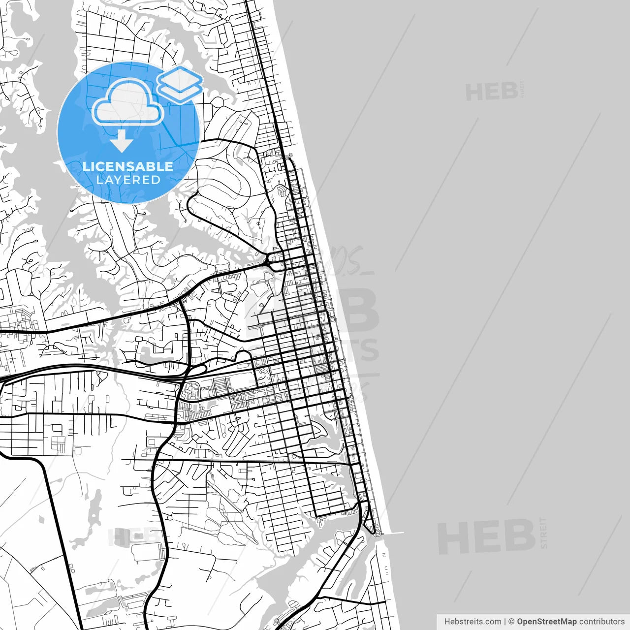 Layered PDF map of Virginia Beach, Virginia, United States
