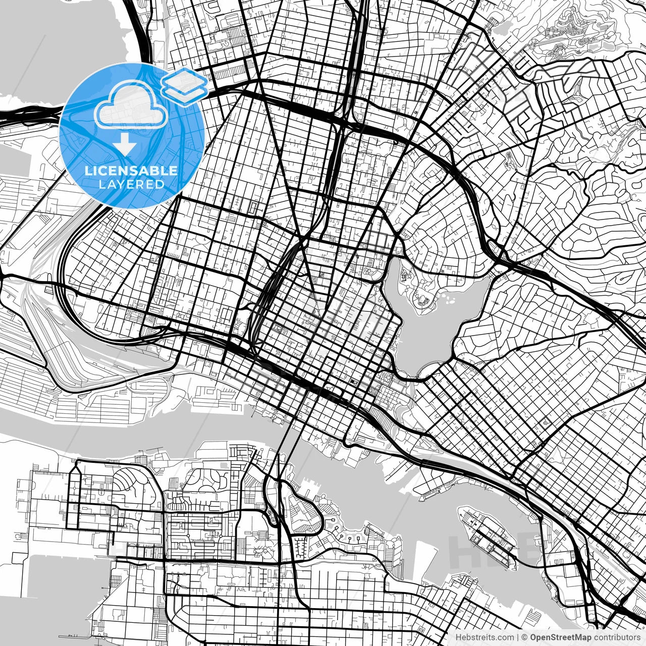 Layered PDF map of Oakland, California, United States