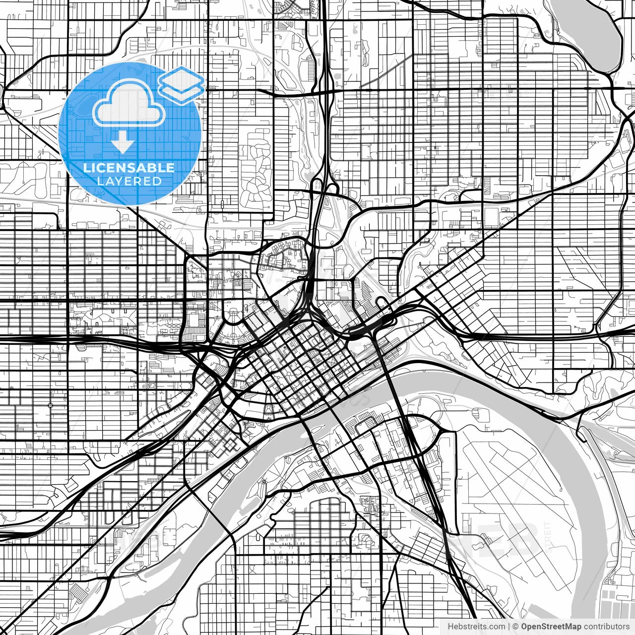 Layered PDF map of Saint Paul, Minnesota, United States