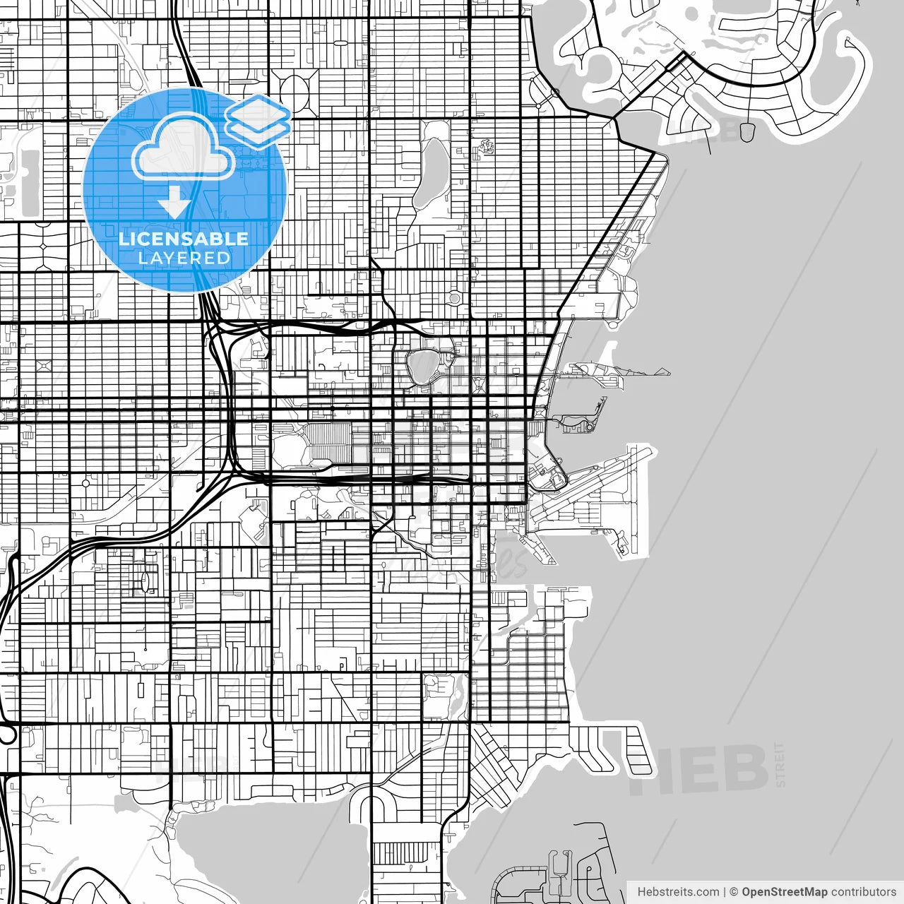 Layered Pdf Map Of St. Petersburg, Florida, United States – HEBSTREITS, image size:1280x1280