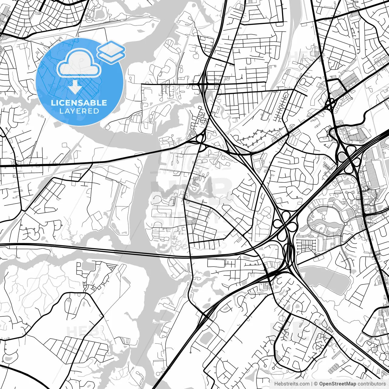 Layered PDF map of Chesapeake, Virginia, United States