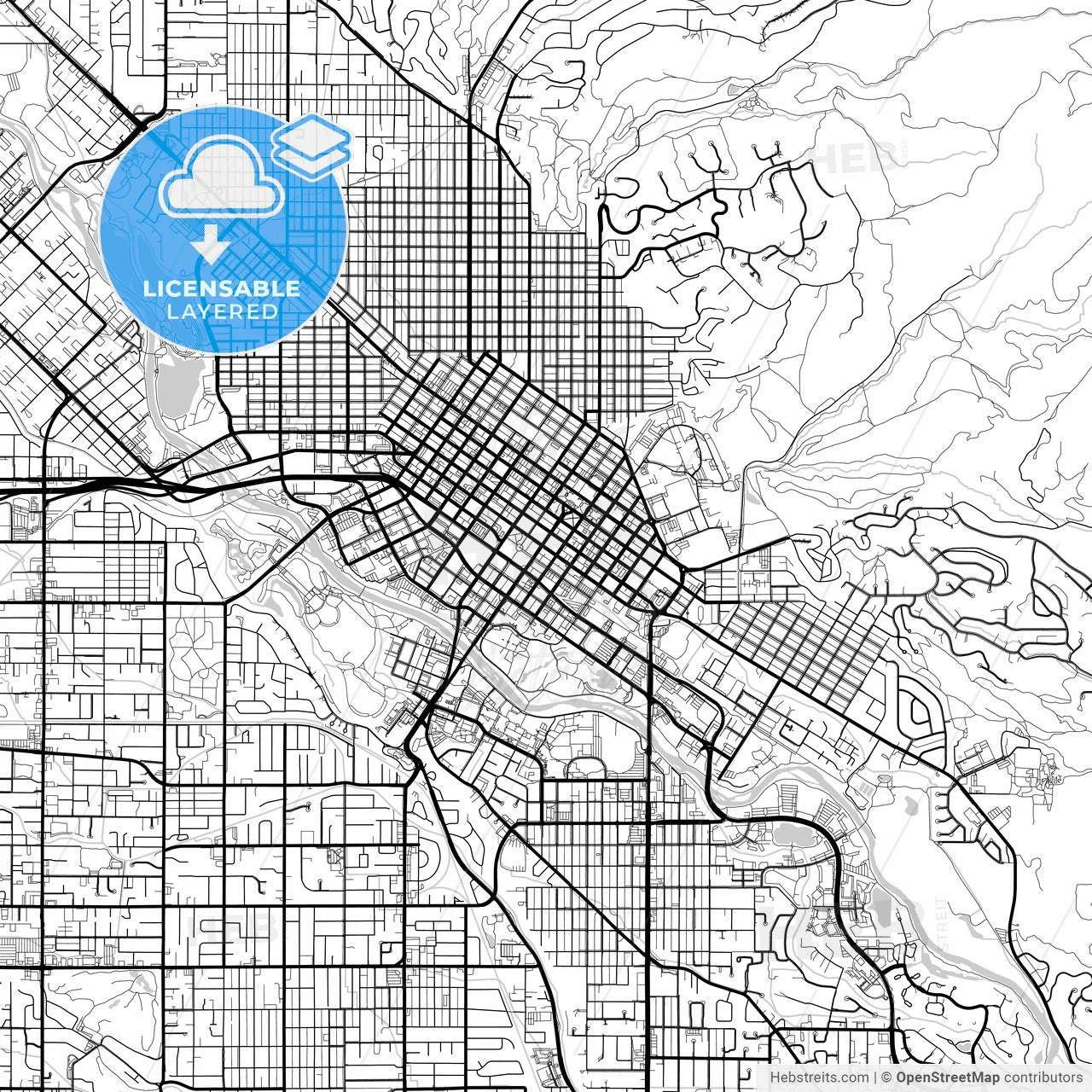Layered PDF map of Boise, Idaho, United States