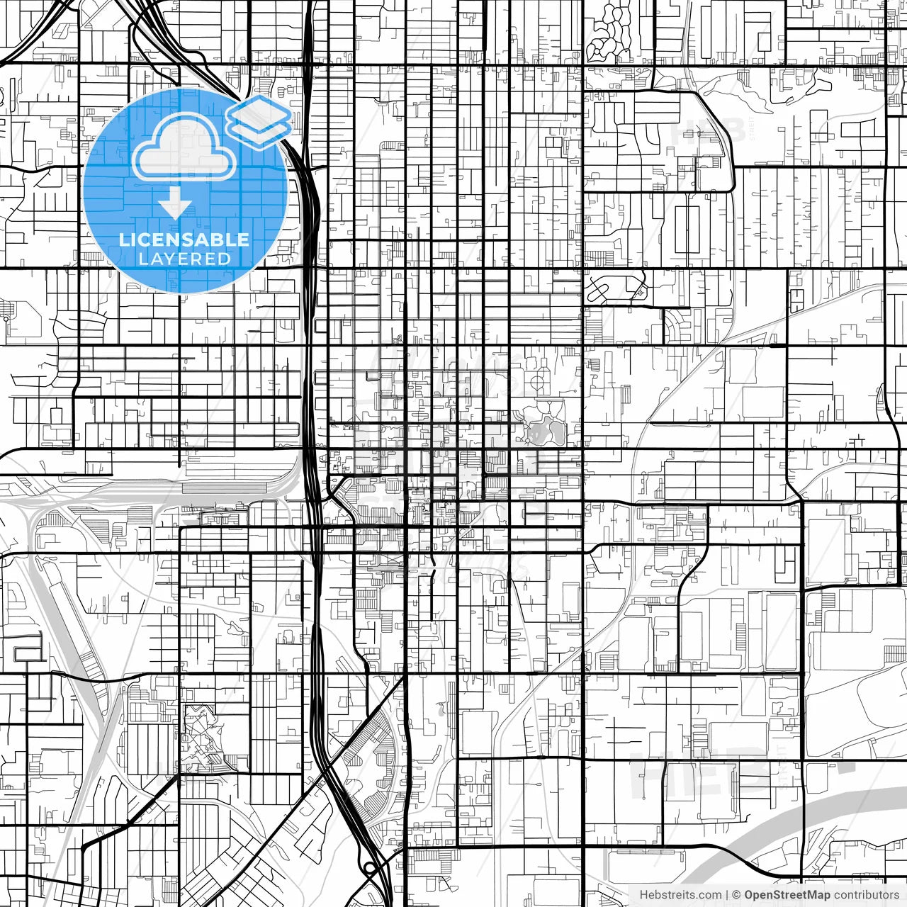 Layered PDF map of San Bernardino, California, United States