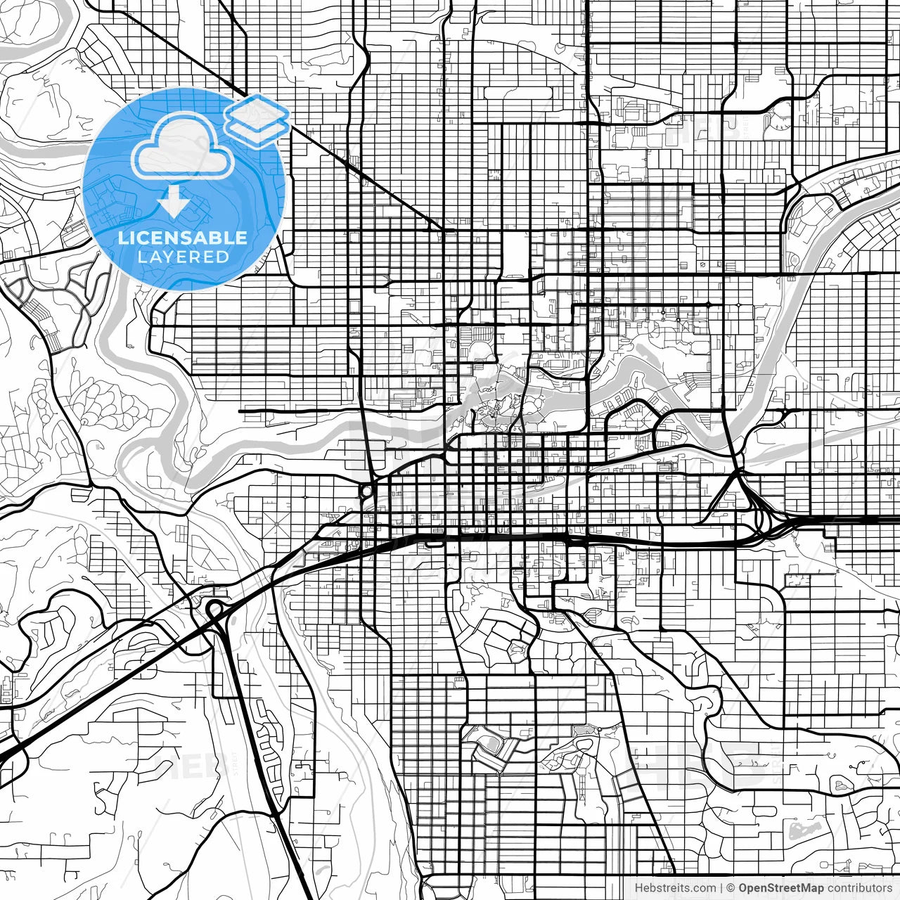 Layered PDF map of Spokane, Washington, United States