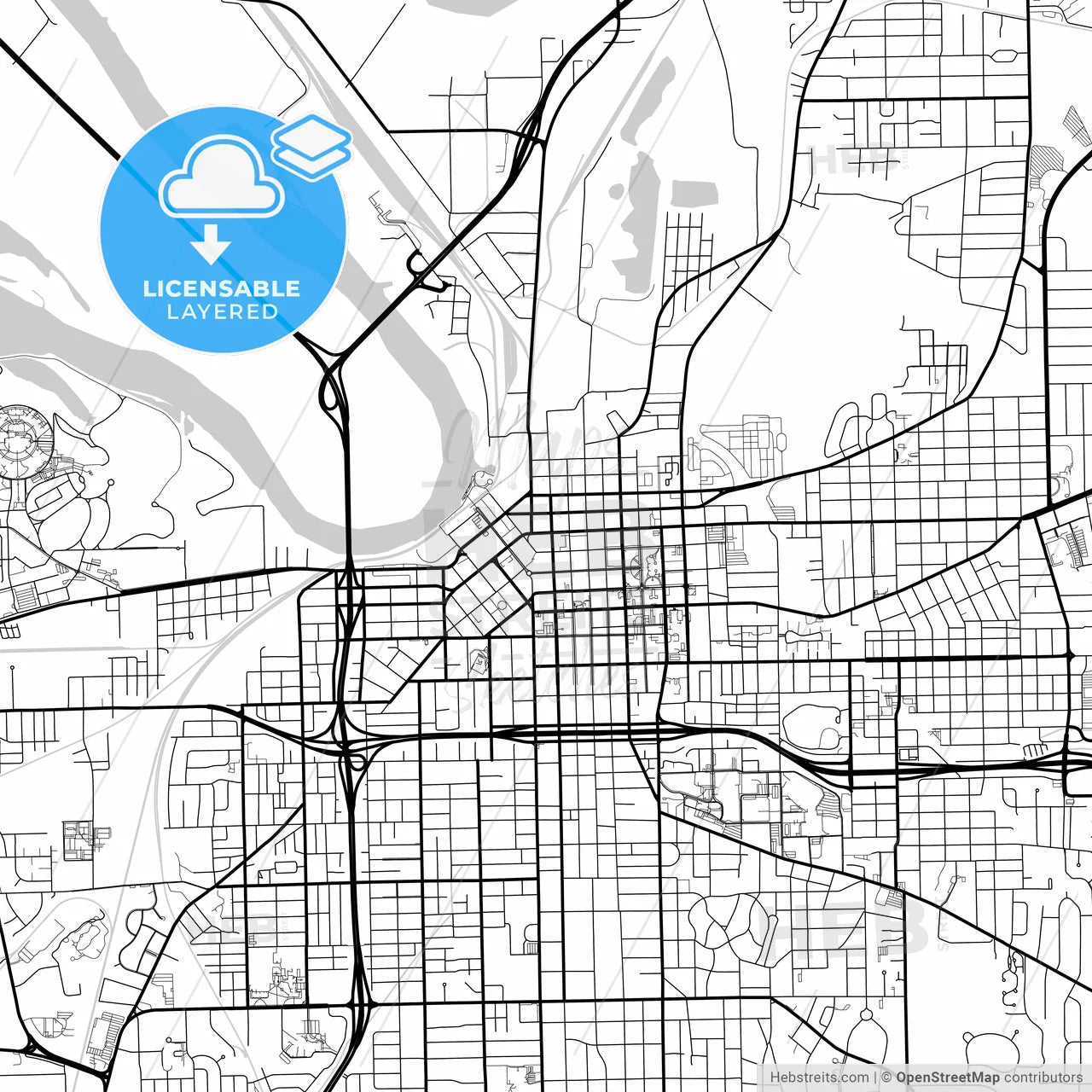 Layered PDF map of Montgomery, Alabama, United States
