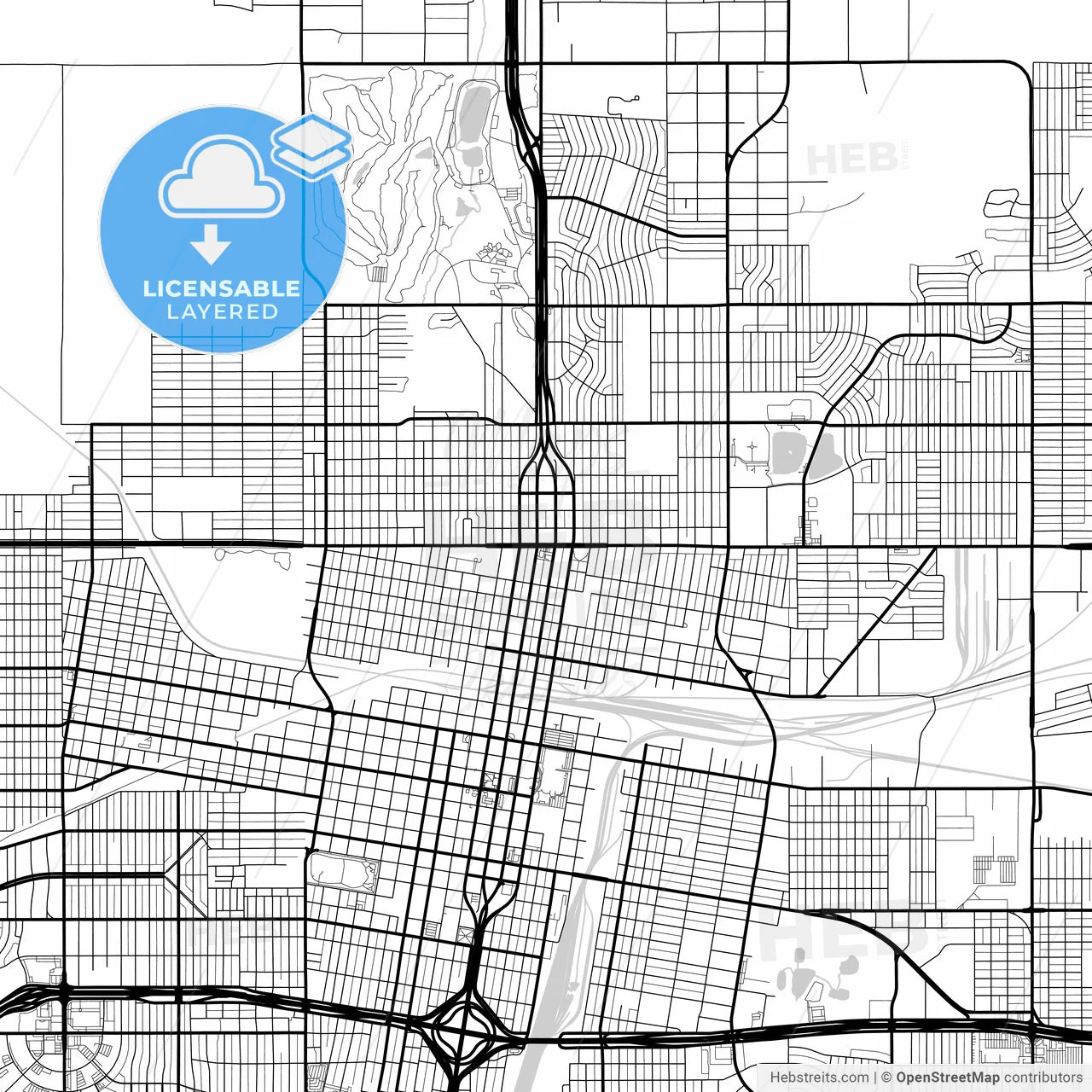 Layered PDF map of Amarillo, Texas, United States